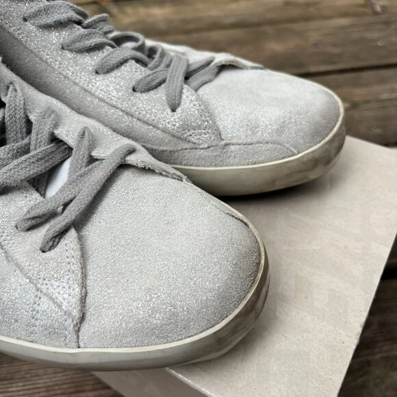 Golden Goose Francy Classic Sneakers Silver White Glitter Star – Size 40 - Picture 4 of 11